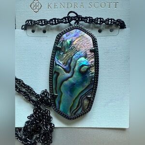 Kendra Scott Abalone and Gunmetal Long Statement necklace rare exclusive.